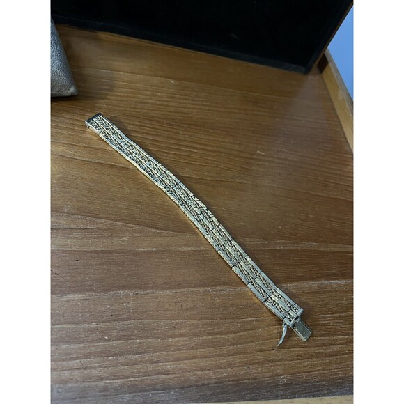 Vintage Rossa 1959 Gold-Tone Wide Chain & Bar Link Bracelet Mid Century Design - Picture 4 of 9